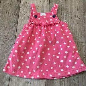 Carter’s Girls Fleece Dress Or Jumper Pink White Polka Dot 12 Months